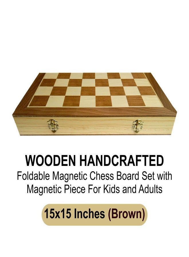 SPOCCO | 15"X15" Inch Chess Board Set Wooden - Professional Chess Board for Compatition Games | Non Magnetic Chess Set with 32 Wooden Pieces, King Size 3 Inch | Foldable Chess Set | Brown | WCB-175 - Image 3